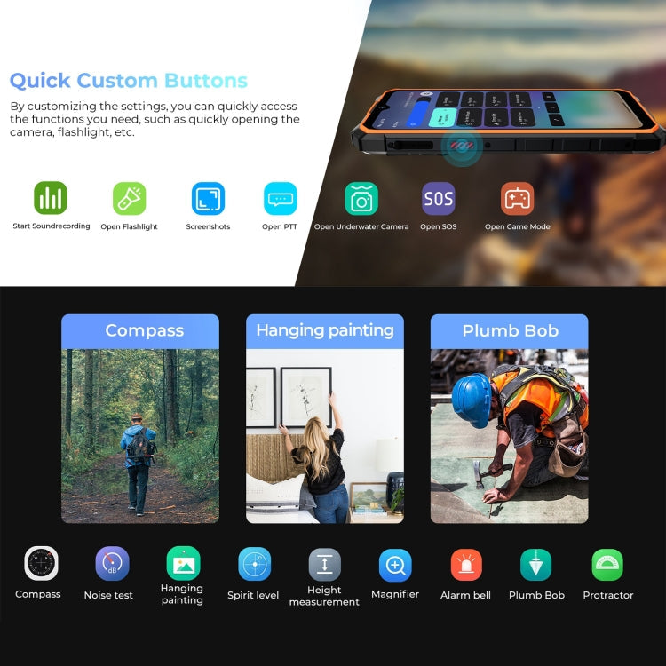 [HK Warehouse] HOTWAV CYBER 13 Pro, 12GB+256GB, IP68/IP69K Rugged Phone, 10800mAh, 6.6 inch Android 13 UNISOC T619 Octa Core, Network: 4G, NFC, OTG(All Black)