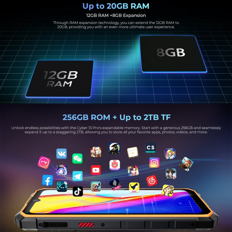 [HK Warehouse] HOTWAV CYBER 13 Pro, 12GB+256GB, IP68/IP69K Rugged Phone, 10800mAh, 6.6 inch Android 13 UNISOC T619 Octa Core, Network: 4G, NFC, OTG(Orange)