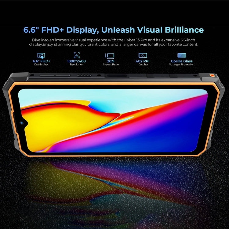 [HK Warehouse] HOTWAV CYBER 13 Pro, 12GB+256GB, IP68/IP69K Rugged Phone, 10800mAh, 6.6 inch Android 13 UNISOC T619 Octa Core, Network: 4G, NFC, OTG(All Black)