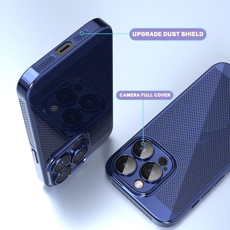 For iPhone 15 Plus Fine Mesh Cooling Phone Case(Gold)