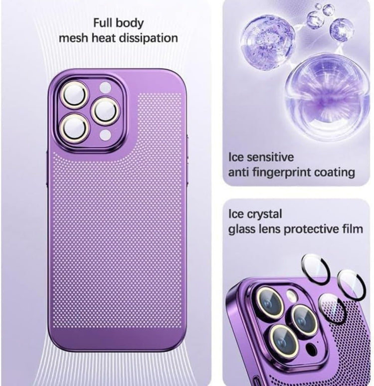 For iPhone 15 Plus Fine Mesh Cooling Phone Case(Gold)
