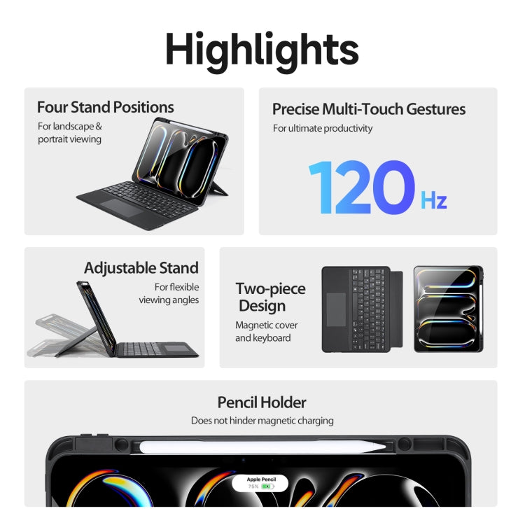 For iPad Pro 13 2024 DUX DUCIS DK Series Magnetic Wireless Bluetooth Keyboard Tablet Case(Black)