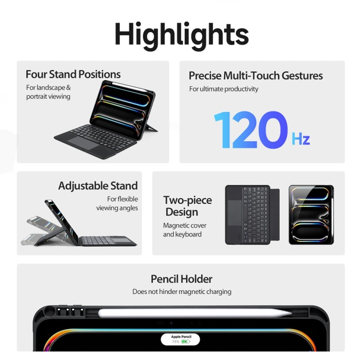 For iPad Pro 11 2024 DUX DUCIS DK Series Magnetic Wireless Bluetooth Keyboard Tablet Case(Black)