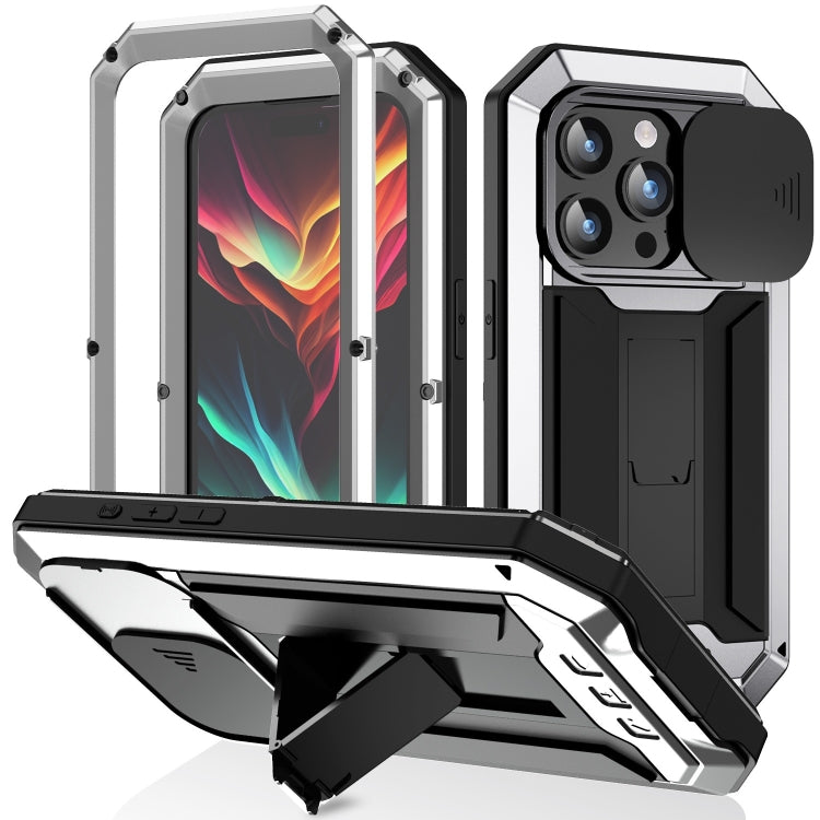 R-JUST Sliding Camera IP54 Life Waterproof Holder Phone Case, For iPhone 16 Pro, For iPhone 16 Plus, For iPhone 16, For iPhone 15 Pro Max, For iPhone 15 Pro, For iPhone 15 Plus