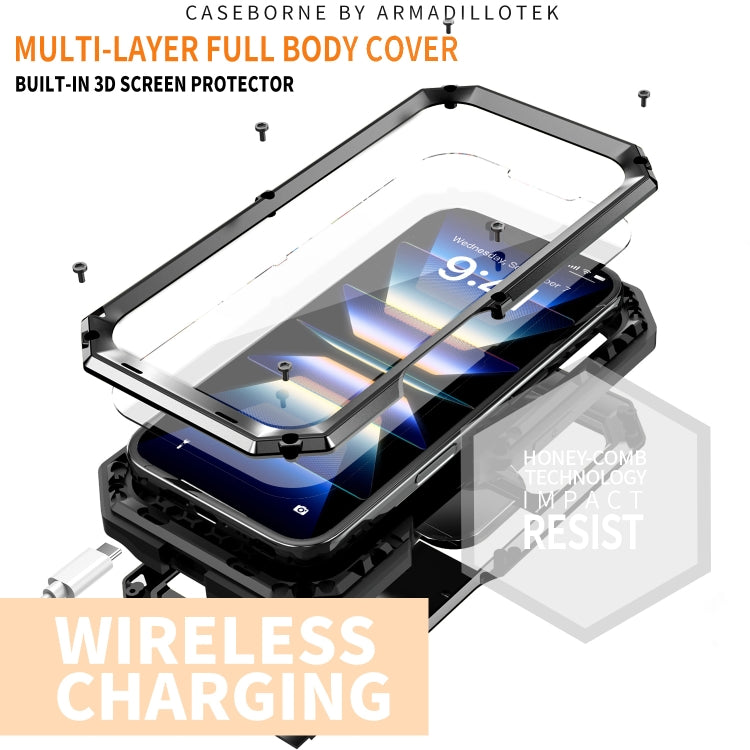 For iPhone 16 R-JUST Sliding Camera IP54 Life Waterproof Holder Phone Case(Black)