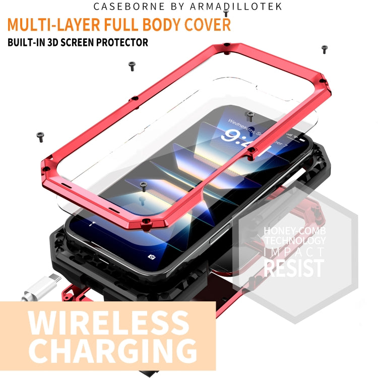 For iPhone 16 Plus R-JUST Sliding Camera IP54 Life Waterproof Holder Phone Case(Red)