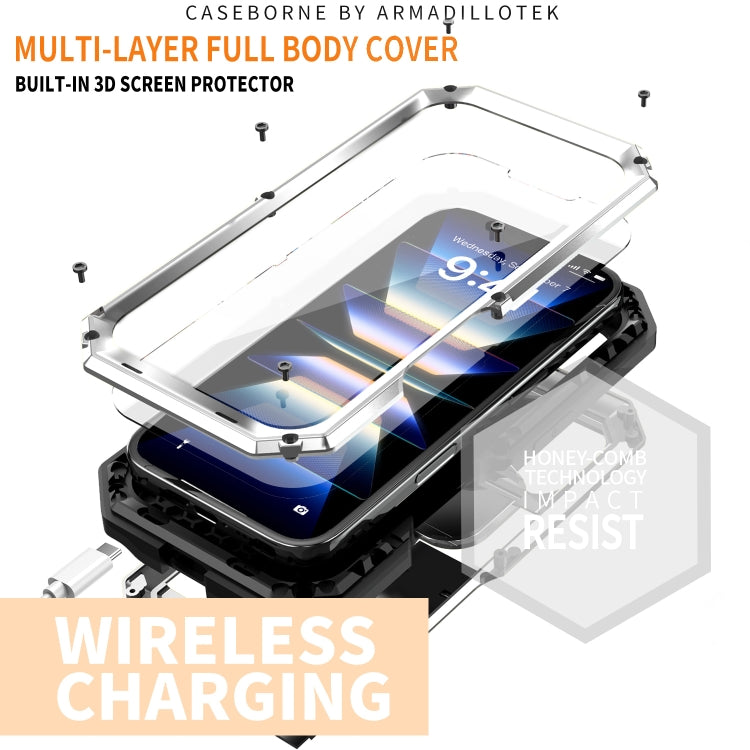 For iPhone 16 Plus R-JUST Sliding Camera IP54 Life Waterproof Holder Phone Case(Silver)