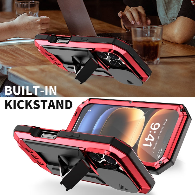 For iPhone 16 Pro R-JUST Sliding Camera IP54 Life Waterproof Holder Phone Case(Red)