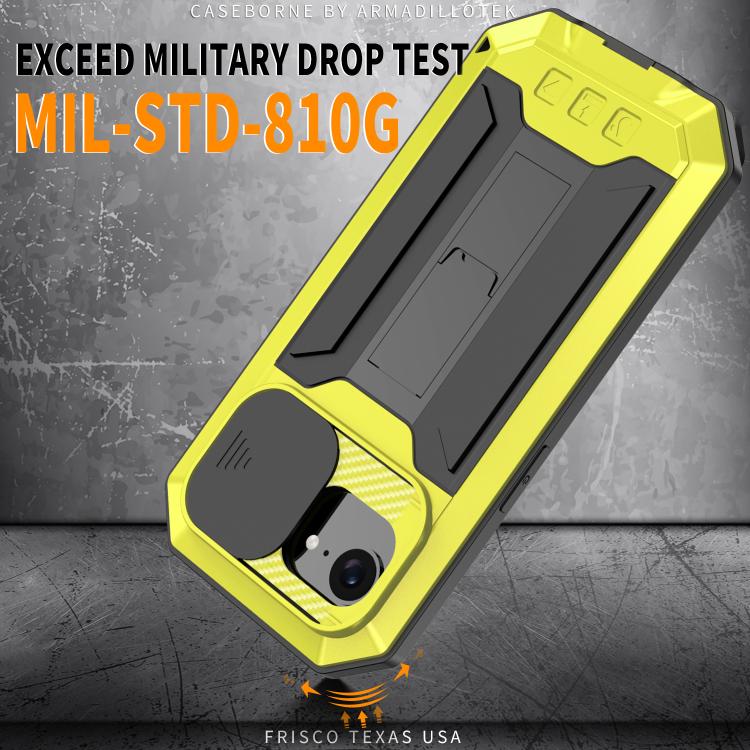 For iPhone 17e / 16e R-JUST Sliding Camera IP54 Life Waterproof Holder Phone Case(Yellow)
