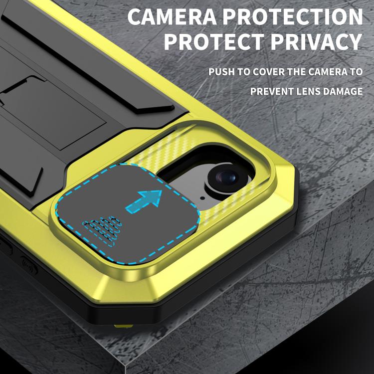 For iPhone 17e / 16e R-JUST Sliding Camera IP54 Life Waterproof Holder Phone Case(Yellow)