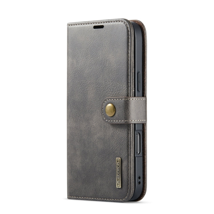 For iPhone 16 Pro DG.MING Crazy Horse Texture Detachable Magnetic Leather Phone Case(Grey)