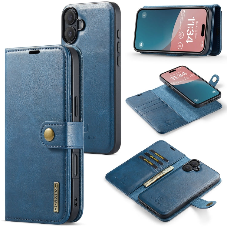 DG.MING Crazy Horse Texture Detachable Magnetic Leather Phone Case, For iPhone 16, For iPhone 15 Pro Max, For iPhone 15 Pro, For iPhone 15 Plus