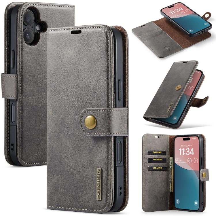 DG.MING Crazy Horse Texture Detachable Magnetic Leather Phone Case, For iPhone 17e / 16e, For iPhone 17 Pro Max, For iPhone 17 Pro, For iPhone 17