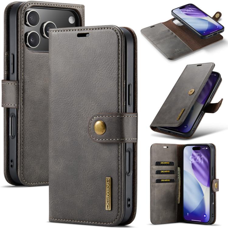 DG.MING Crazy Horse Texture Detachable Magnetic Leather Phone Case, For iPhone 17e / 16e, For iPhone 17 Pro Max, For iPhone 17 Pro, For iPhone 17