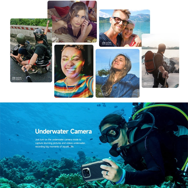 [HK Warehouse] Ulefone Armor 22, 8GB+256GB, IP68/IP69K Rugged Phone, 6.58 inch Android 15 MediaTek Helio G96 Octa Core, Network: 4G, NFC, OTG(All Black)