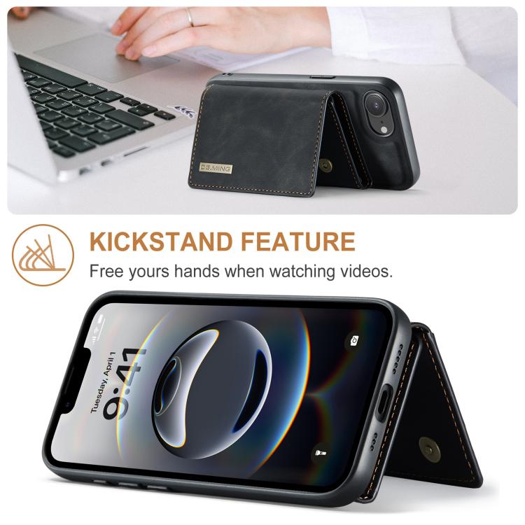 For iPhone 17e / 16e DG.MING M1 Series 3-Fold Multi Card Wallet Leather Phone Case(Black)