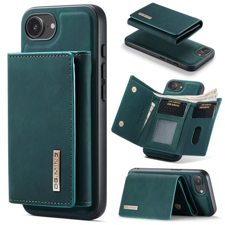 For iPhone 17e / 16e DG.MING M1 Series 3-Fold Multi Card Wallet Leather Phone Case(Green)