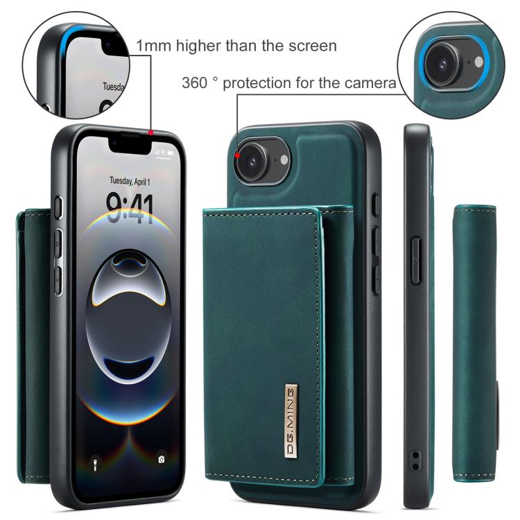For iPhone 17e / 16e DG.MING M1 Series 3-Fold Multi Card Wallet Leather Phone Case(Green)