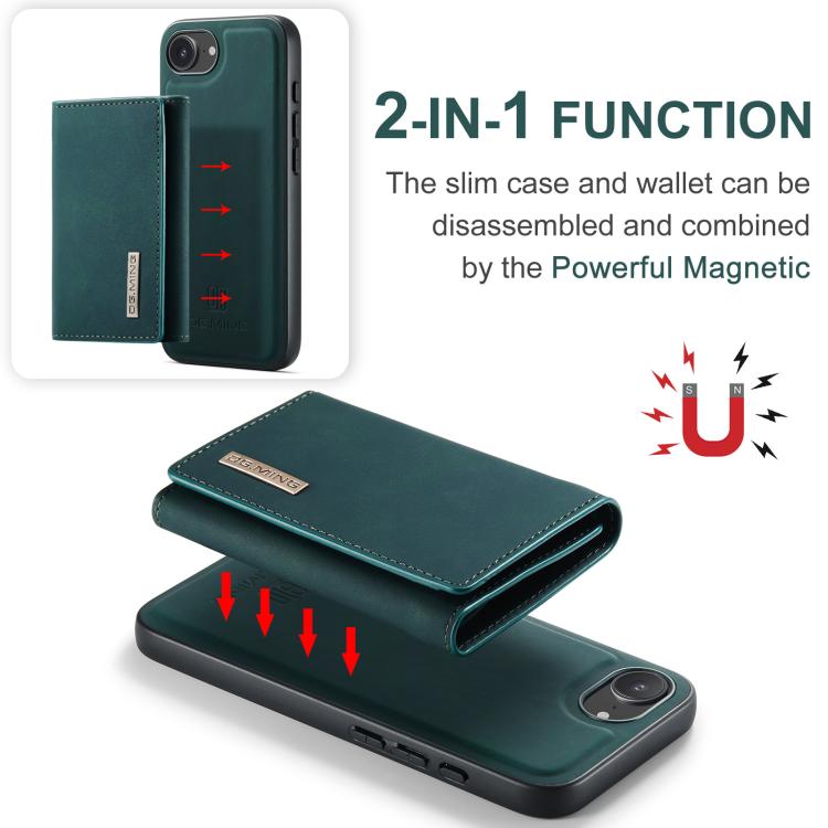 For iPhone 17e / 16e DG.MING M1 Series 3-Fold Multi Card Wallet Leather Phone Case(Green)