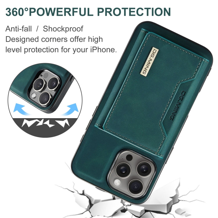For iPhone 16 Pro DG.MING M2 Series 3-Fold Card Bag Wallet Leather Phone Case(Green)