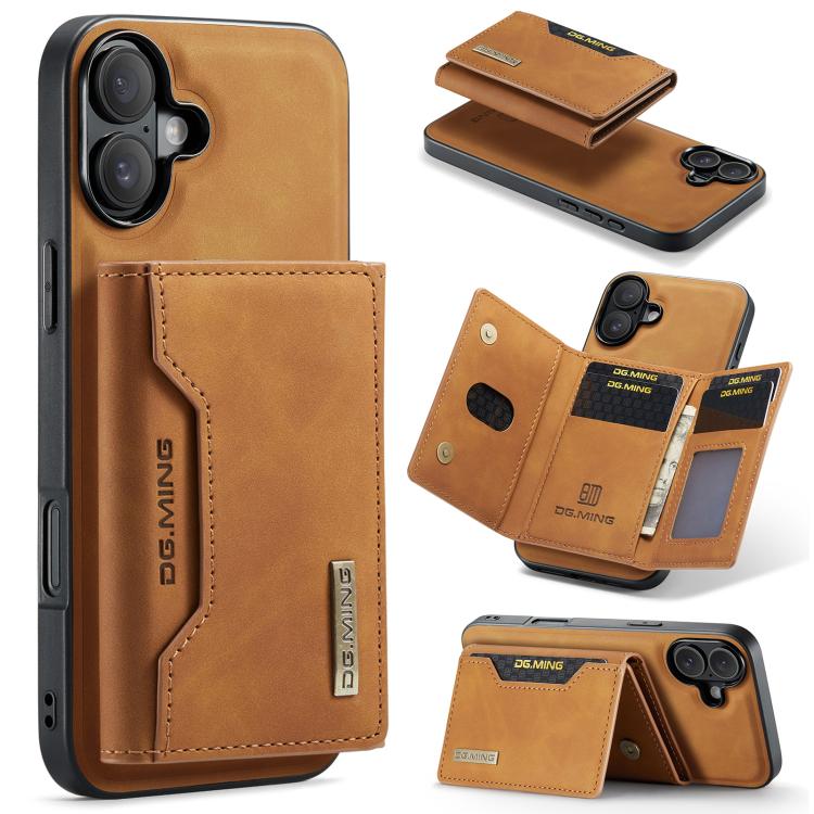 DG.MING M2 Series 3-Fold Card Bag Wallet Leather Phone Case, For iPhone 17e / 16e, For iPhone 17 Pro Max, For iPhone 17 Pro, For iPhone 17