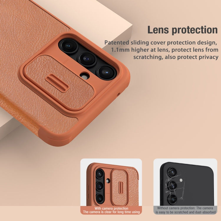 For Samsung Galaxy A35 NILLKIN QIN Series Pro Sliding Camera Cover Design Leather Phone Case(Black)