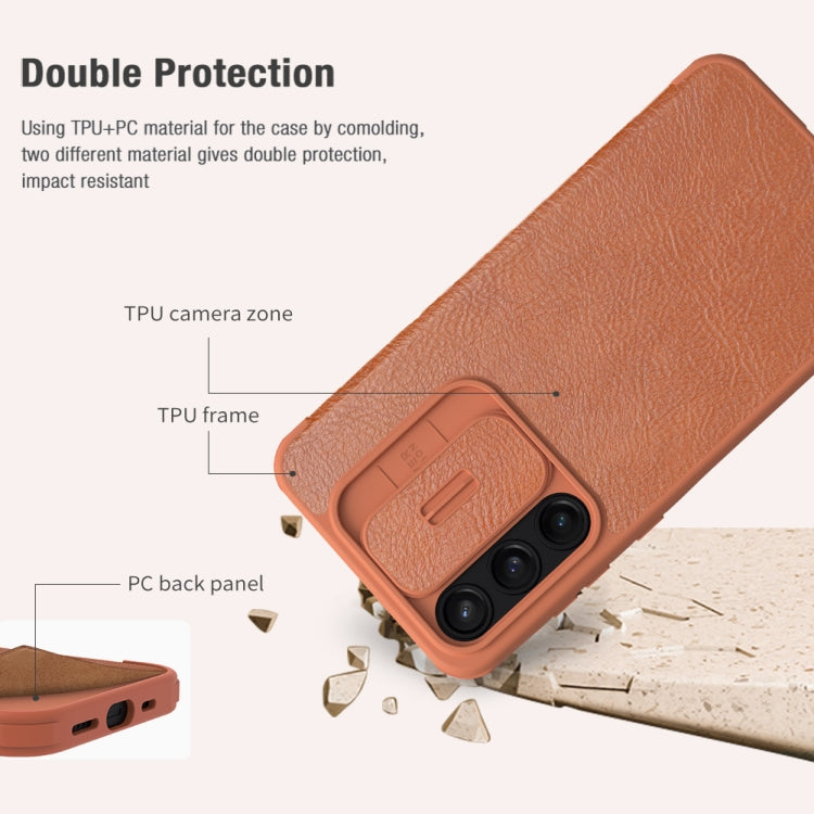 For Samsung Galaxy A35 NILLKIN QIN Series Pro Sliding Camera Cover Design Leather Phone Case(Black)