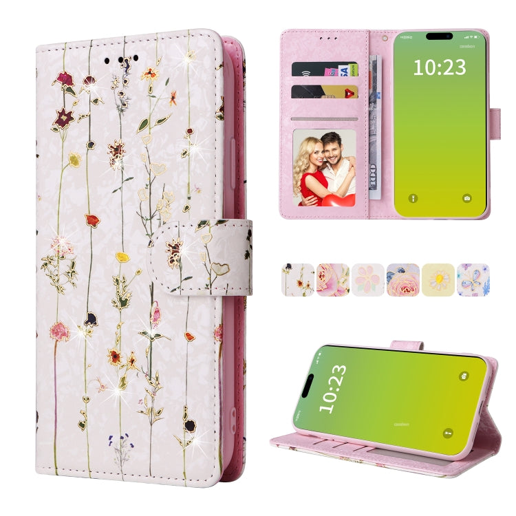 Bronzing Painting RFID Leather Case, For iPhone 16, For iPhone 15 Pro Max, For iPhone 15 Pro, For iPhone 15 Plus