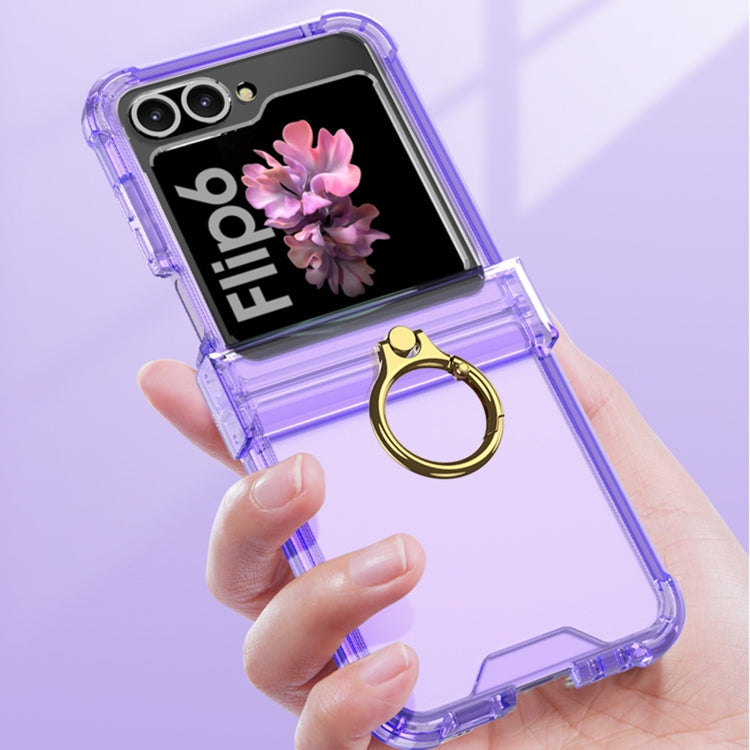 For Samsung Galaxy Z Flip6 / Flip7 FE Gkk Airbag Hinge Silicone Phone Case with Ring Holder(Transparent)