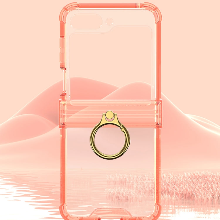 For Samsung Galaxy Z Flip6 / Flip7 FE Gkk Airbag Hinge Silicone Phone Case with Ring Holder & Tempered Film(Transparent Black)