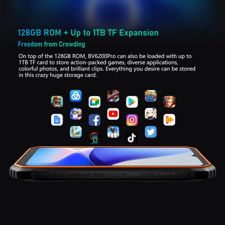 [HK Warehouse] Blackview BV6200 Pro, 6GB+128GB, IP68/IP69K/MIL-STD-810H, 6.56 inch Android 14 MediaTek Helio P35 Octa Core, Network: 4G, OTG, NFC(Black)