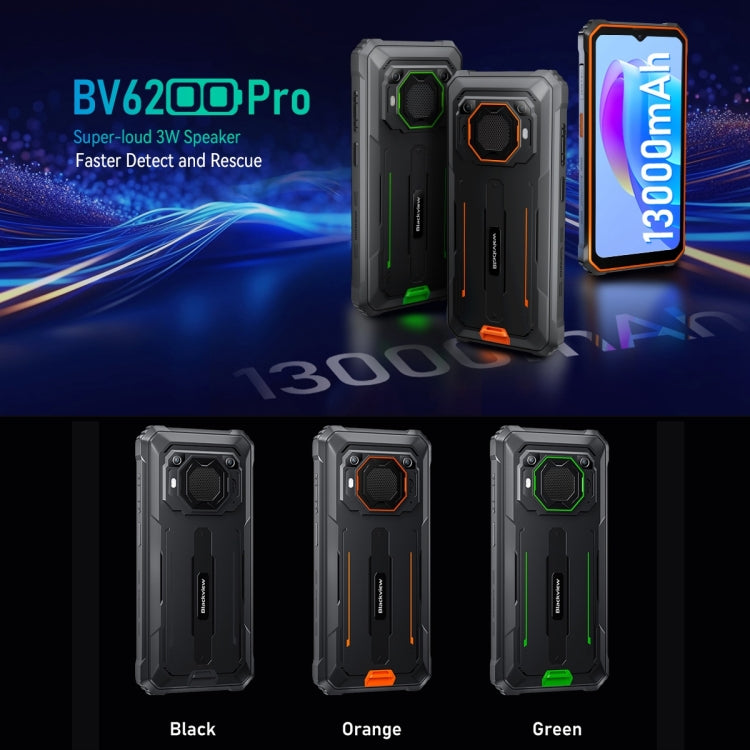 [HK Warehouse] Blackview BV6200 Pro, 6GB+128GB, IP68/IP69K/MIL-STD-810H, 6.56 inch Android 14 MediaTek Helio P35 Octa Core, Network: 4G, OTG, NFC(Black)