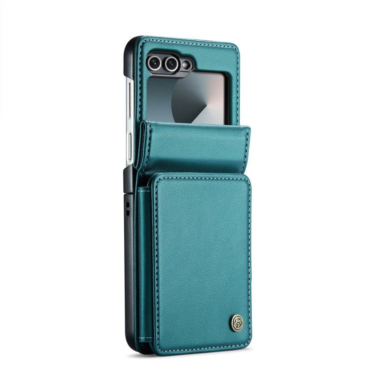 For Samsung Galaxy Z Flip6 / Flip7 FE CaseMe C22 PC+TPU Business Style RFID Anti-theft Leather Phone Case(Blue Green)