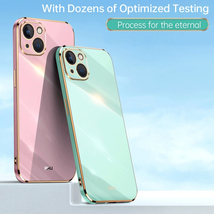 For iPhone 15 Plus XINLI Straight Edge 6D Electroplate TPU Phone Case(Mint Green)