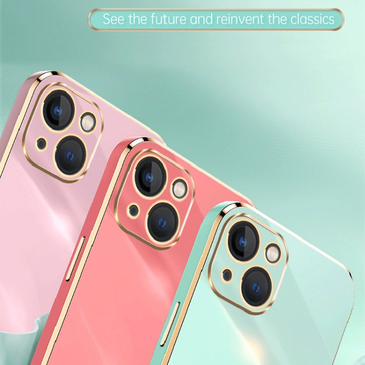 For iPhone 15 Plus XINLI Straight Edge 6D Electroplate TPU Phone Case(Mint Green)