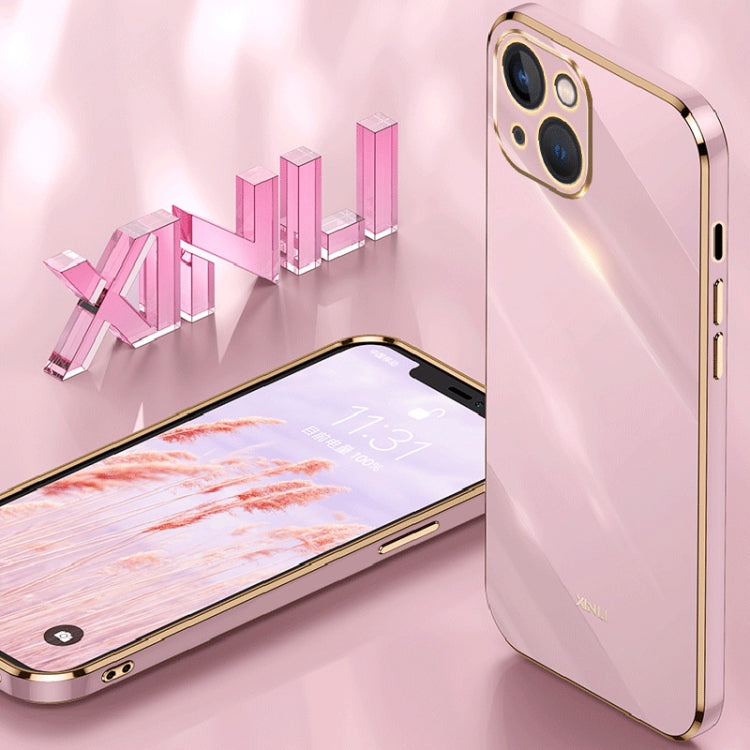 For iPhone 15 Plus XINLI Straight Edge 6D Electroplate TPU Phone Case(Mint Green)