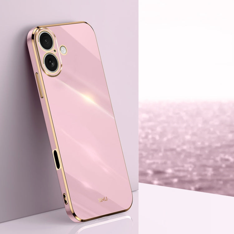 For iPhone 16 Plus XINLI Straight Edge 6D Electroplate TPU Phone Case(Cherry Purple)