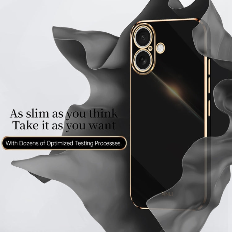For iPhone 16 XINLI Straight Edge 6D Electroplate TPU Phone Case(Celestial Blue)