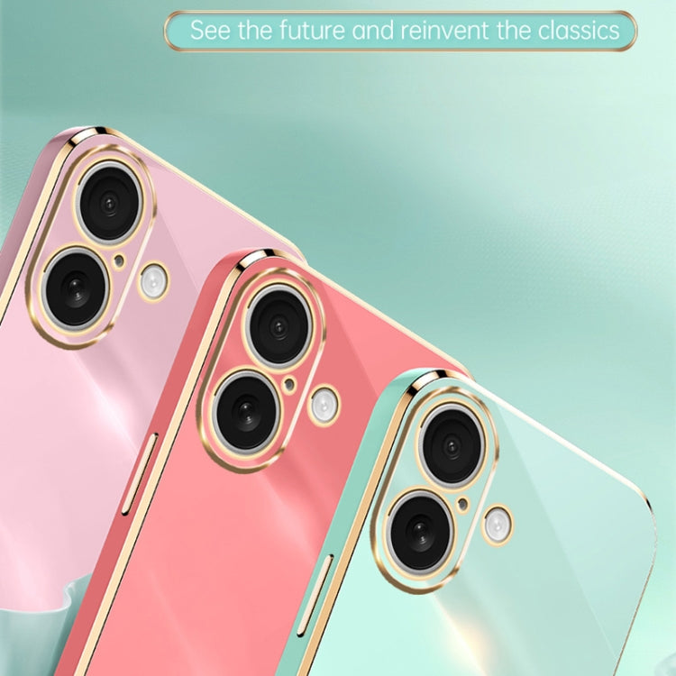 For iPhone 16 XINLI Straight Edge 6D Electroplate TPU Phone Case(Hawthorn Red)