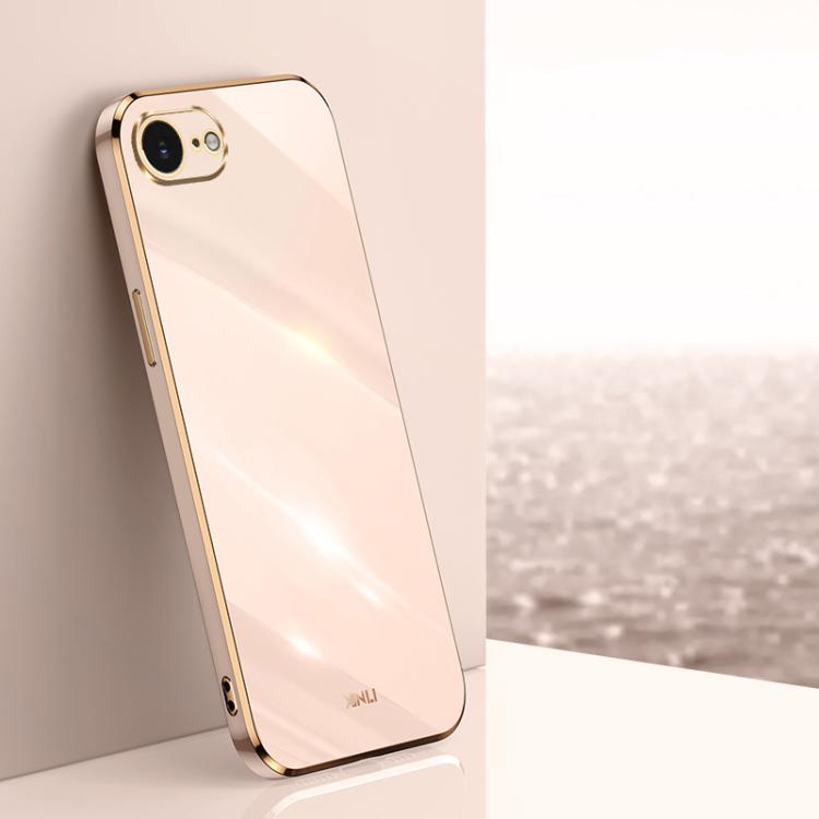 For iPhone 16e / 17e XINLI Straight Edge 6D Electroplate TPU Phone Case(Pink)