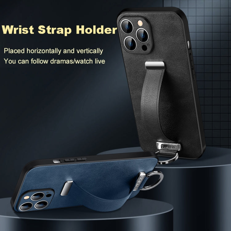 For iPhone 16 SULADA Tide Cool Series PC + Leather Texture Skin Feel Phone Case(Blue)