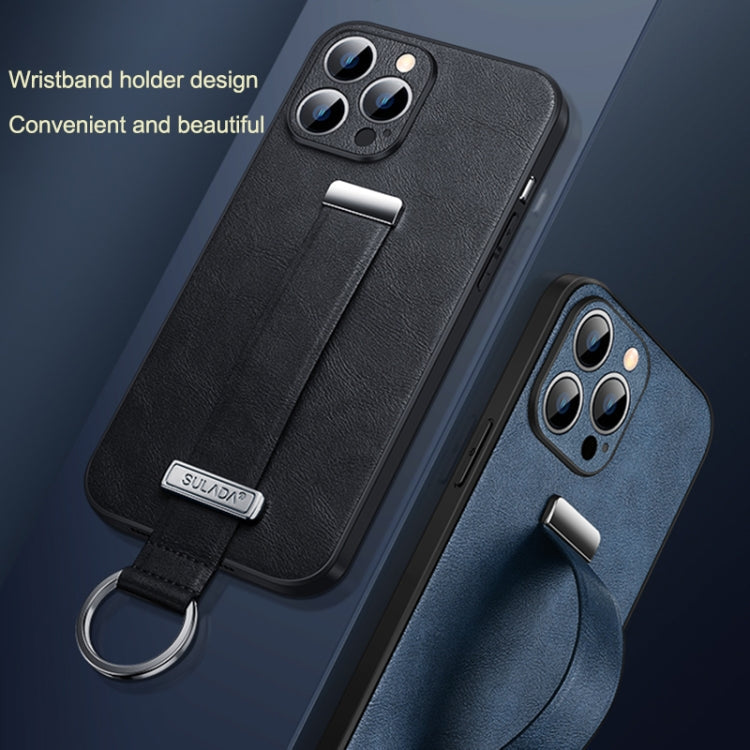 For iPhone 16 Pro Max SULADA Tide Cool Series PC + Leather Texture Skin Feel Phone Case(Blue)