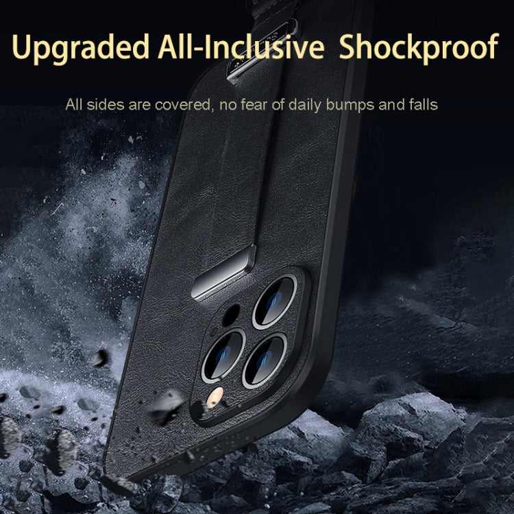 For iPhone 16 Pro SULADA Tide Cool Series PC + Leather Texture Skin Feel Phone Case(Black)