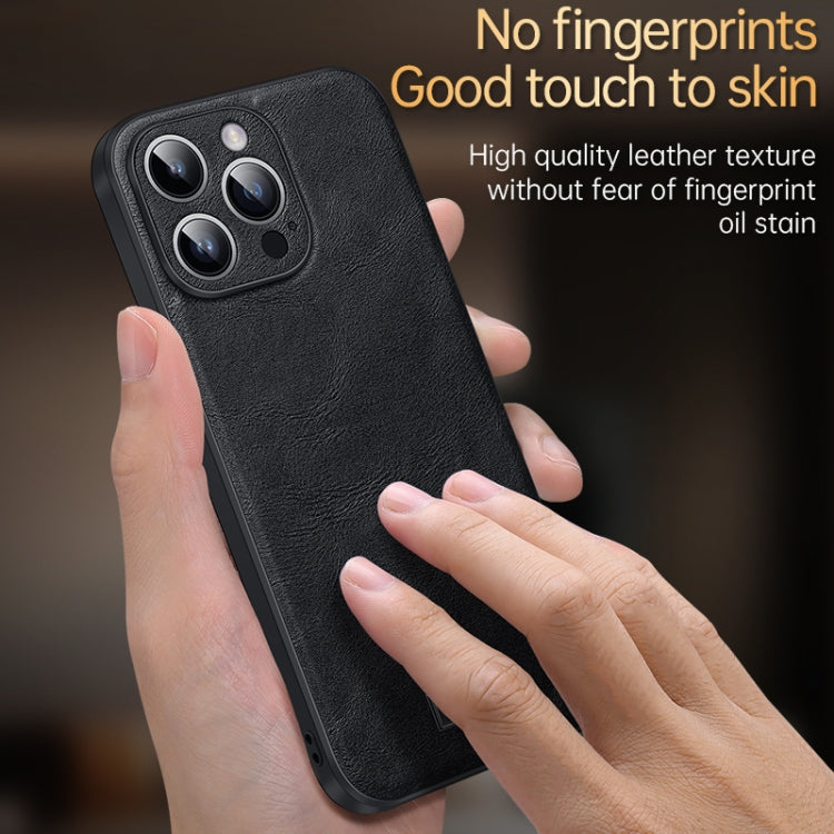 For iPhone 16 SULADA Shockproof TPU Hybrid Handmade Leather Phone Case(Black)