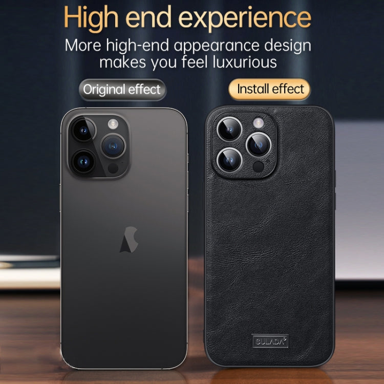 For iPhone 16 Pro Max SULADA Shockproof TPU Hybrid Handmade Leather Phone Case(Green)