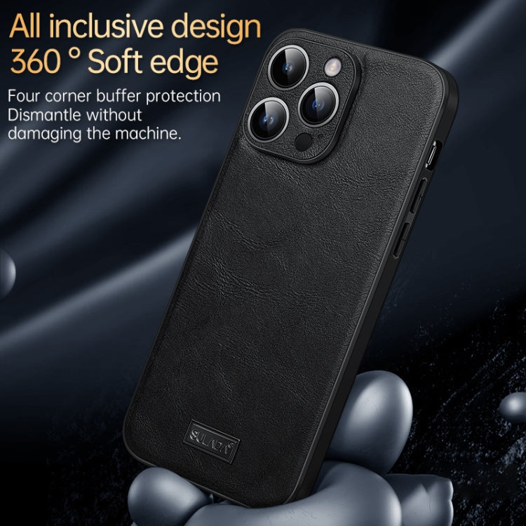For iPhone 16 Pro Max SULADA Shockproof TPU Hybrid Handmade Leather Phone Case(Red)