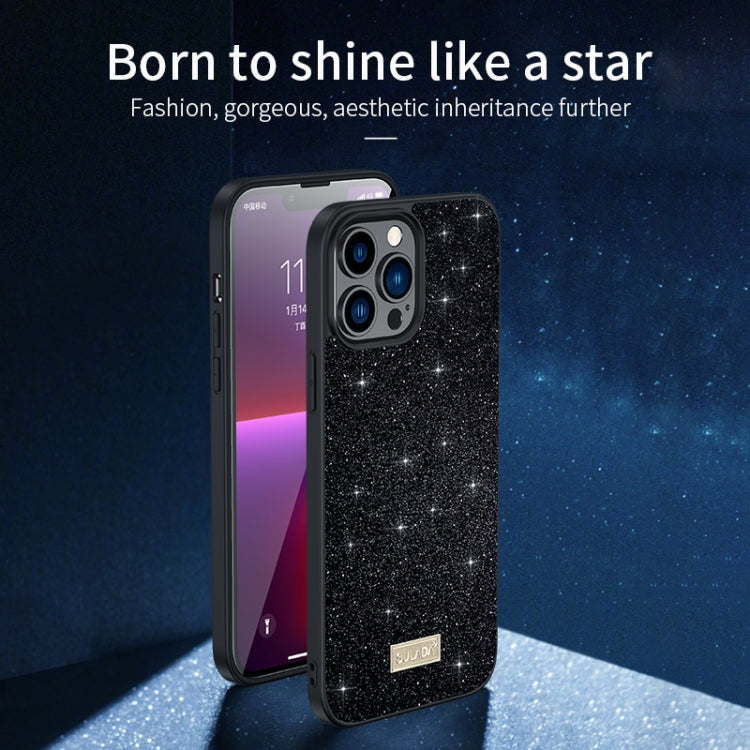 For iPhone 16 SULADA Glittery PC Hybrid TPU Handmade Leather Phone Case(Colorful)