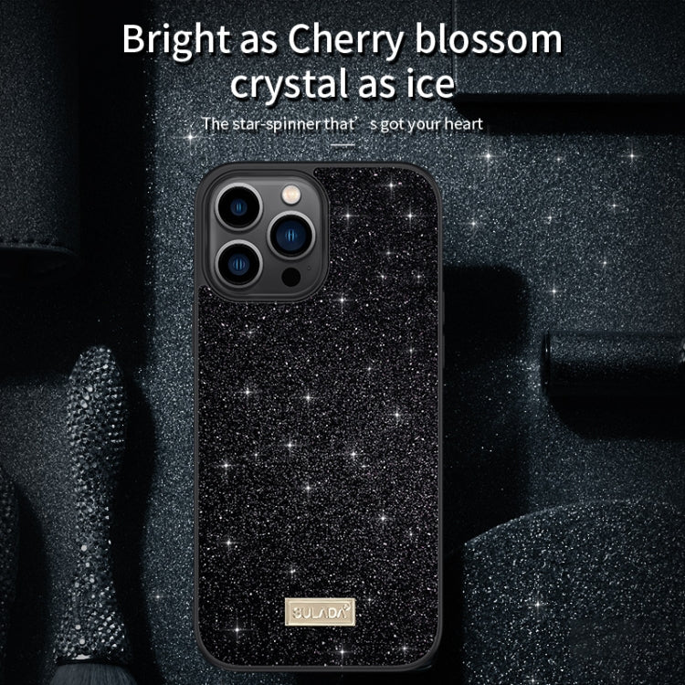 For iPhone 16 SULADA Glittery PC Hybrid TPU Handmade Leather Phone Case(Purple)
