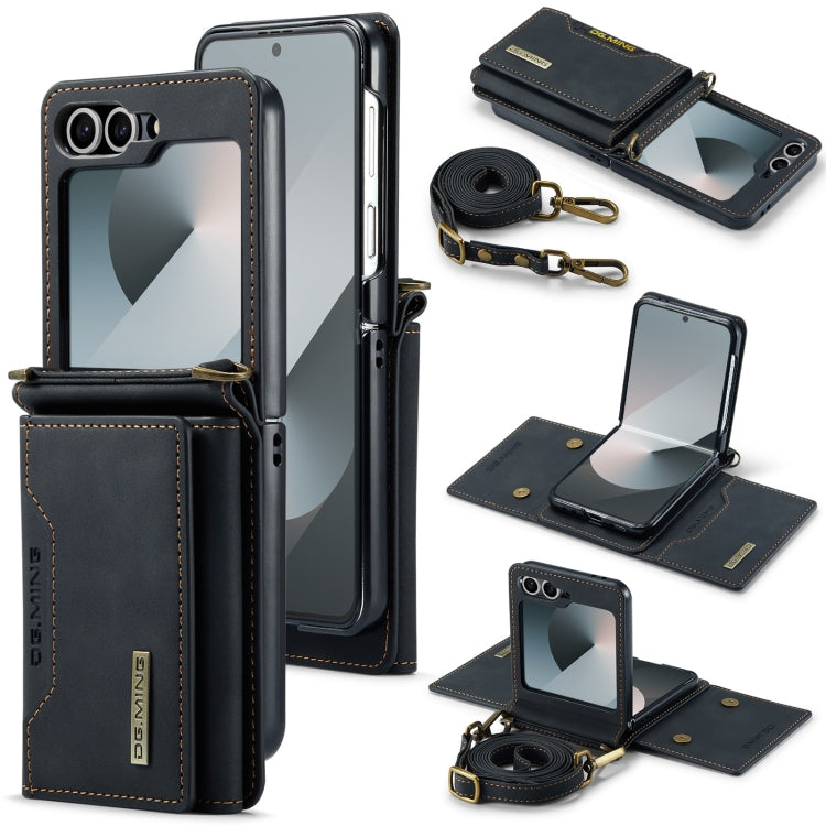 For Samsung Galaxy Z Flip6 / Flip7 FE DG.MING M2 Series Card Bag Magnetic Leather Phone Case(Black)