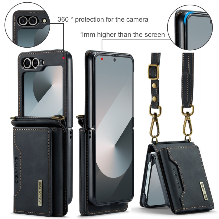 For Samsung Galaxy Z Flip6 / Flip7 FE DG.MING M2 Series Card Bag Magnetic Leather Phone Case(Black)